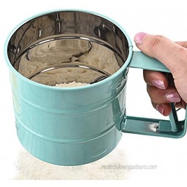 HEITIGN Hand-held Flour Sieve Kitchen Semi-automatic Flour Sieve Cup Baking Tool Stainless Steel Handheld Flour Sieve Baking Tool Non-stick Powder Sieve Cup Type Semi-automatic Powder Sieve,Sky-blue