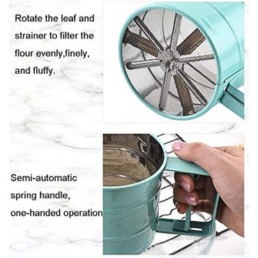 Hooshion Stainless Steel Flour Sifter for Baking Baking Sieve Cup Semi-Automatic Hand-Held Flour Sieve Green