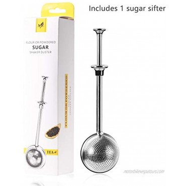 Lauon Dusting Wand for Sugar Shaker Duster for Flour Powdered Sugar and Spices Baker’s Sugar Sifter Spring Handle One-Handed Operation