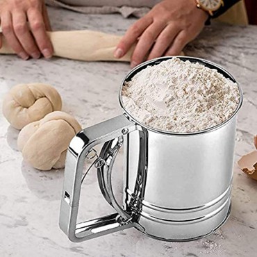 NPYPQ Stainless Steel Flour Sifter Medium Baking Sieve Cup for Powdered Sugar 3 Cup