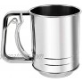 NPYPQ Stainless Steel Flour Sifter Medium Baking Sieve Cup for Powdered Sugar 3 Cup