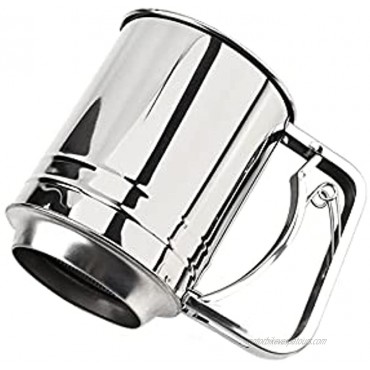 Stainless Steel Hand Pressed Flour Sifter Baking Sifter Cups Filter Sieves Double Sieves Powdered Sugar Sifter Cups Baking Tools