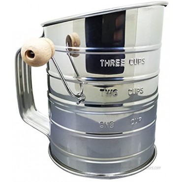 Tosnail 3-Cup Stainless Steel Hand Crank Flour Sifter