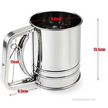 WYKOO Stainless Steel Flour Sifter with Hand Press Double Layers Sieve Powdered Sugar Sifter for Baking