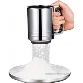 YIKETE Flour Sifter Hand Squeeze Held Stainless Steel Cup Capacity Sugar Sieve Tool with Handle Flour Shaker Bake & Decorate Cakes Pies Pastries Cupcakes Medium