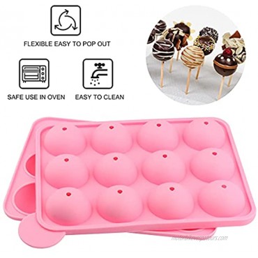 2 Pack of Cake Pop Mold Silicone Cake Pop Sticks Mold for Hard Candy Lollipop and Party Cupcake Pink + Blue