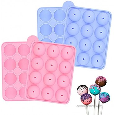 2 Pack of Cake Pop Mold Silicone Cake Pop Sticks Mold for Hard Candy Lollipop and Party Cupcake Pink + Blue