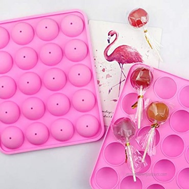 20 Cavity Cake Pop Mold Silicone Baking Set Pink Cake Pop Maker with 100Pcs Pop Sticks