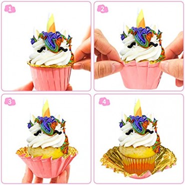 50PCS Aluminum Foil Cupcake Baking Cups,2.5Inch Mini Paper Disposable Muffin Cake Baking Cups,Gold Cupcake Liners Ramekin Holder Cup,Foil Paper Cupcake Baking Mold Cups for Party Wedding Festival,Pink