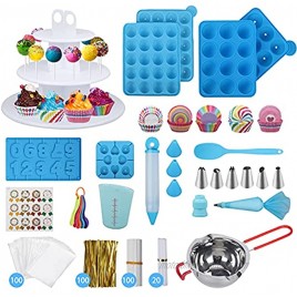 554PCS Cake Pop Maker Kit Silicone Lollipop Molds Baking Supplies with 3 Tier Display Stand | Chocolate Candy Melting Pot | Bags and Twist Ties | Cakepop Sticks | Decorating Pen