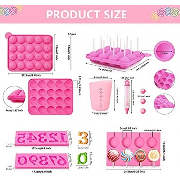 556 Pcs Silicone Lollipop Mold Set,Cake Pop Maker Kit,Baking Supplies with 3 Tier Cake Stand,Chocolate Candy Melting Pot Lollipop Sticks,Bag and Twist Ties,Decorating Pen and 6 Piping Icing Tips