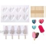 8 Cup Diamond Heart Shaped Cake Mold Tray 4 Cavities Popsicle Molds Ice Pop Molds with 50 Pieces Wooden Sticks for DIY Valentine's Day Cake WHITE