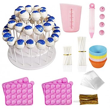 Akingshop Cake Pop Maker Kit- 632Pcs Cake Pop Baking Supplies with Silicone Molds 3-Tier Cake Stand Silicone Barking cups Decoration Pen Silicone Measuring Cups Lollipop Sticks Bags and Ties