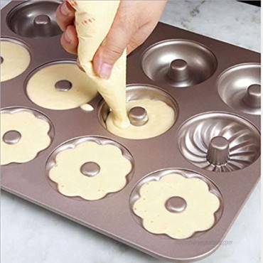 Lnndong-6 positions non stick hollow three sets of model cake mold doughnut mold cake template carbon steel baking tools Doughnut baking tray，donut pans，doughnut pan 2 sets