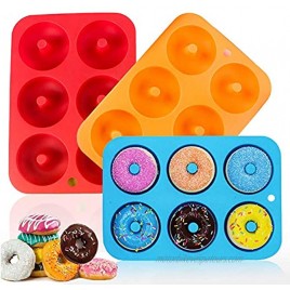 3 Pcs Silicone Donut Pan Sinzau Donut Baking Pan Hold 6 Donuts Non-Stick Mold 3 Colors