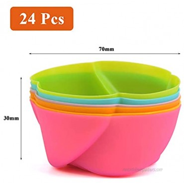 ATPWONZ 24-Pack Silicone Baking Cups Reusable Silicone Cupcake Liners Non-Stick Muffin Cups Cake Molds Truffle Cups Cupcake Chocolate Holder in 6 Rainbow Colors Cherry Flower
