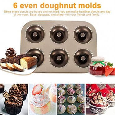 Donut Baking Pans Non-Stick 6-Cavity Donut Pan DIY Baked Treats Donut Mold Gold Doughnut Baking Pan Non-Stick and Dishwasher Safe Donuts Cooking For Afternoon Tea Breakfast