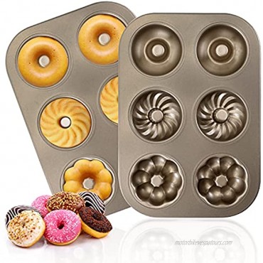 Donut Baking Pans Non Stick 6 Cavity Doughnut Pan BPA Free Donut Molds for Baking 2 Count