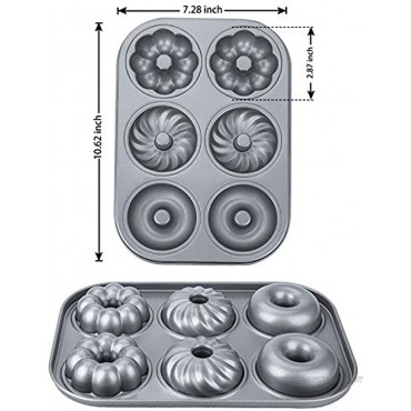 Donut Baking Pans Non-Stick 6-Cavity With 3 Different Style Donut Pan Food-grade Carbon Steel Cake Baking Pan Dishwasher Safe 2-Count