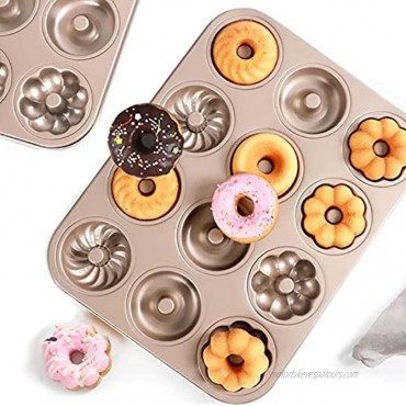 Exzycke Non-Stick Donut Pan 12-Cavity Carbon Steel Cake Bagel Baking Doughnut Mold For Oven Baking
