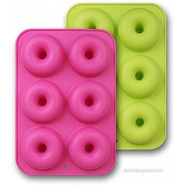homEdge Silicone Donut Molds 2-Pack of Non-Stick Food Grade Silicone Pans for Doughnut Baking – Green and Pink