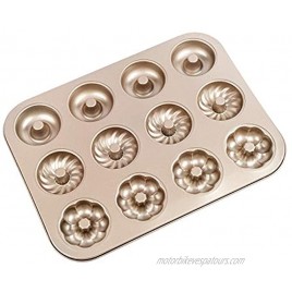 Non-stick Donut Pan 12-Catity Carbon Steel Donut Baking Pan Doughnut Mold Cake Donut Pastry Pan Bakeware 13.7x10.4 Inches