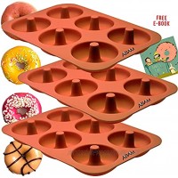 PROFESSIONAL Premium Silicone Donut Pan 3-Pack – Non Stick Doughnut Pans for Baking with 6 Slots – Reusable Bagel Mold Tray for Prolonged Use – Microwave Freezer & Dishwasher Safe Silicon Molds