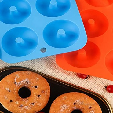 Sawyd Silicone Donut Molds 2 Pack Non-Stick Silicone Donut Baking Pan Baking Tray for 6 Size Donuts Bagels Cake and More -10.24 x 7x1 inches
