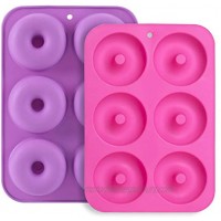 Silicone Donut Pan 2 Pcak Non-Stick Mold for 6 Full-Size Donuts Bagels and More Donut Pan for Baking