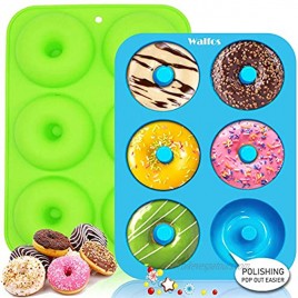 Walfos Silicone Donut Mold Non-Stick Silicone Doughnut Pan Set Just Pop Out! Heat Resistant Make Perfect Donut Cake Biscuit Bagels BPA FREE and Dishwasher Safe Set of 2