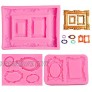 3 Pieces Pink Picture Frames Silicone Mold for Cake Decorating Sugar Gum Paste Chocolate Cookies Resin Polymer Clay