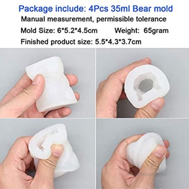 3D Teddy Bear Fondant Mold- YAWOOYA Ice Cube Silicone Molds Craft Soap DIY Candle Chocolate Candy Fondant Dough Mold 4 35ml Bear 4Pack