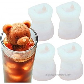 3D Teddy Bear Fondant Mold- YAWOOYA Ice Cube Silicone Molds Craft Soap DIY Candle Chocolate Candy Fondant Dough Mold 4 35ml Bear 4Pack