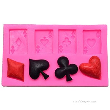 4 Aces Poker Playing Cards Hearts Diamonds Spades Clubs for Chocolate Fondant Cake Cupcake Topper Decor Gum PastePolymer Clay Candy Resin Silicone Mold Tool