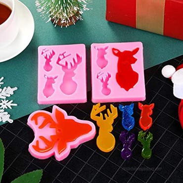 4 Pieces Deer Elk Keychains Silicone Molds Deer 3D Mold Cake Fondant Molds Animal Charm Molds with Hole for DIY Keychain Decoration Craft Decorations