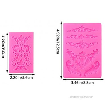 4Pcs Pink Baroque Silicone Fondant Molds Filigree Mold 3D Sculpted Flower Cake Molds for Decorating Candy Polymer Clay Sugar Craft