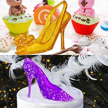 5 Pack High Heel Shoes Hat Silicone Candy Making Molds Handbag Purses Bags Princess Dress Cake Fondant Mold for DIY Chocolate Pudding Candy Jelly Soap Modeling Birthday Party Supplies Decor