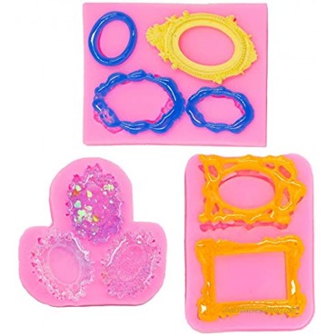 AUEAR Vintage Mirror Frame Silicone Mold Fondant Mold Cake Decorating Tools for Sugarcraft Chocolate Polymer Clay 3 Pack Frames 1