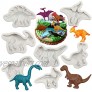 Dinosaur Fondant Molds Silicone- Yawooya Large Size Dino Dinosaur Party Mold 7 Set for Cake Decoration Resin Cupacke Toppers Cookie Pop Candy Gum Paste Polymer Clay