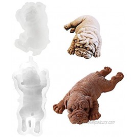 Fewo 2 Pack 3D Shar Pei Dog Silicone Molds for Baking Mousse Cake Pug Puppy Birthday Treats Chocolate Jello Fondant Mould Pudding Ice Cream Soap Lotion Bars Making Supplies