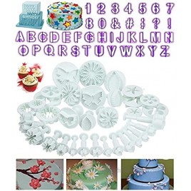 Flower Fondant Cutters,73Pcs Cake Cookie Cutter Plunger Sugarcraft Alphabet Letters DecoratingTools Sunflower Rose Leaf Butterfly Heart Star Carnation Hollow Calyx Cutter Molds Icing Modelling Kit