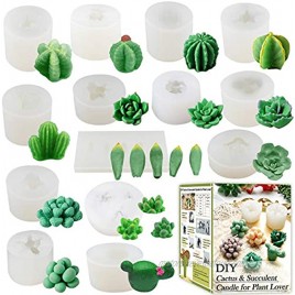 Funshowcase Cactus and Succulent Plant Silicone Molds Set for Epoxy Resin Soap Candle Wax Polymer Clay Concrete Plaster Fondant Cake Decor Chocolate with Beginner Tutorials