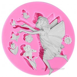Funshowcase Fairy or Angel with Flowers Silicone Cake Decorating Mold for Fondant Cake Decoration Cupcake Topper Polymer Clay Crafting Resin Epoxy Jewelry Making 8.5x8.5x1.5cm