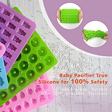 Gummy Molds Bear Candy Silicone 32PCS SET 18 Shapes for 327 Candies With 4 Droppers Clean Brush Storage Box 20 Bags Including Love Dinosaur Mini Donut Fruit Animals Shaped Nostick Jello Fun Mold