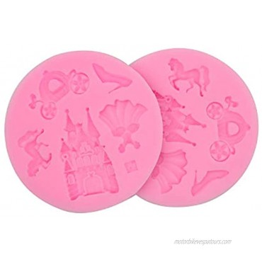 HengKe 2 Pcs Silicone Fondant Mold Children's castle Mould Jelly Sugar Chocolate Fondant Silicone Molds for Sugarcraft Candy Cupcake Ice Jewelry Food Grade Silicone Molds DIY Sugar Craft Tools