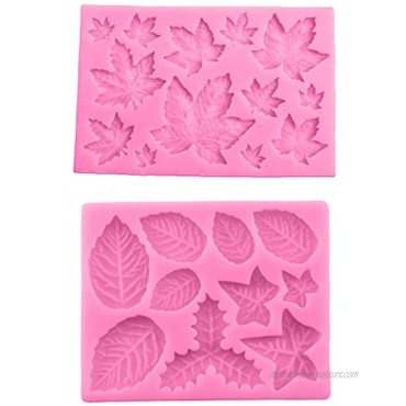 Joinor 2pcs DIY Maple Leaf Silicone Cupcake Baking Molds Fondant Cake Decorating Tools Gumpaste Chocolate Candy Clay Moulds
