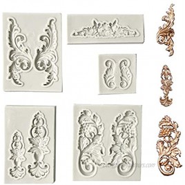 Juland 5 PCS Silicone Fondant Cake Mold Baroque Style Curlicues Scroll Mold for Sugarcraft Cake Border Decoration Cupcake Topper Jewelry Polymer Clay Crafting Projects – Gray S Size