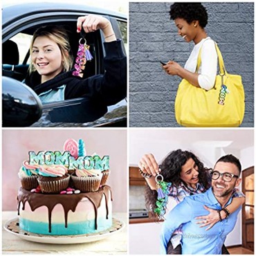 Juome 2 Pcs Mom Word Mother Day Resin Keychain Molds Silicone Chocolate Fondant Epoxy Casting Pendant Molds Set with 20 Pcs Key Rings Chain 20 Pcs Keychain Tassels for DIY Crafts Cake Topper Decor