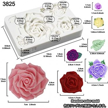 Large Roses and Flower Bud Fondant Candy Silicone Mold for Cake Decoration Cupcake Topper Chocolate Epoxy Resin Jewelry Casting Homemade Soap Candle Making 7 Cavity Sizes Assortment 13x8.6x2.3cm