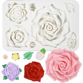 Large Roses and Flower Bud Fondant Candy Silicone Mold for Cake Decoration Cupcake Topper Chocolate Epoxy Resin Jewelry Casting Homemade Soap Candle Making 7 Cavity Sizes Assortment 13x8.6x2.3cm